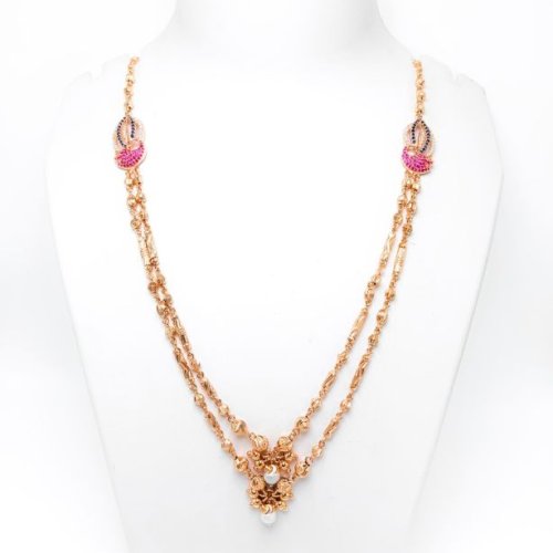 Peacock RG Floral Pendant Layered Mala