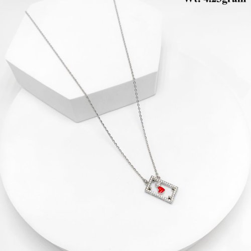Red Pendant Chain Fusion Lariat Necklace