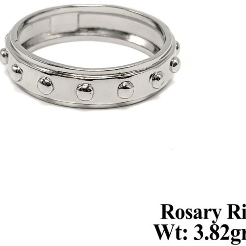 Silver Beaded Band Design Rosary Ring