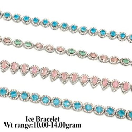 Silver Ice Band with Pink Stones