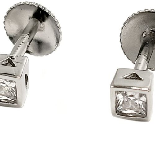 Square Diamond Screw Back Stud Earrings