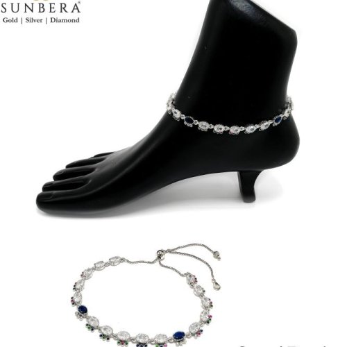 Suneri Multicolor Floral Silver Payal Anklet