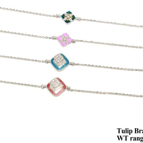 Tulip Charm Adjustable Silver Bracelet Set