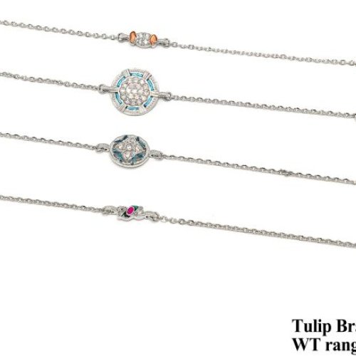 Tulip Gemstone Motif Silver Bracelet