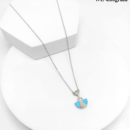 Turquoise Fan Pendant Fusion Lariat Necklace