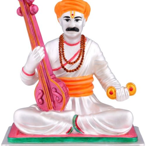 White Robe Cymbal Tanpura Bhakti Saint Statue