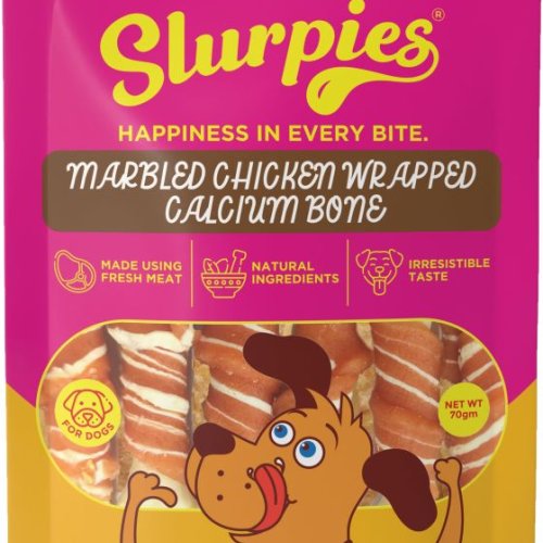 70 Gm Slurpies Marbled Chicken Wrapped Calcium Bone
