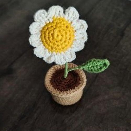 Handmade Crochet Sun Flower Pot