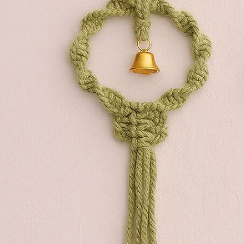 Macrame Green Christmas Bell