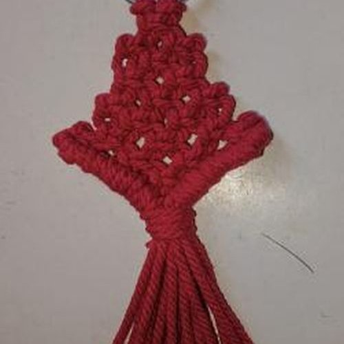 Macrame Maroon Crimson Pine Keychain