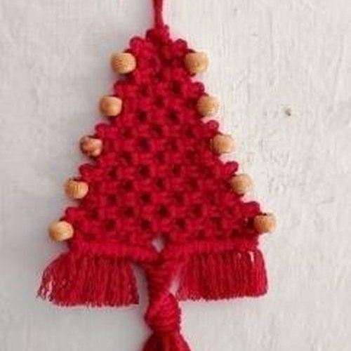 Macrame Red Crimson Pine Keychain