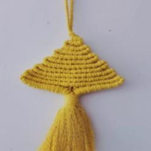 Macrame Yellow Crimson Pine Keychain