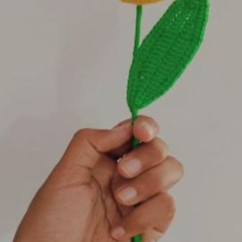 Yellow Crochet Tulip Flower