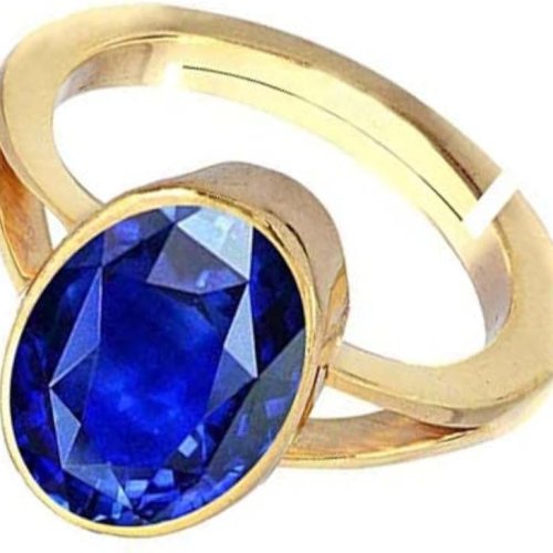 Blue Sapphire Stone Rhodium Ring