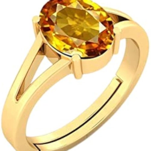 Yellow Zircon Stone Rhodium Ring