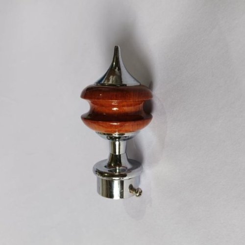 Chrome Spike Wood Curtain End Cap