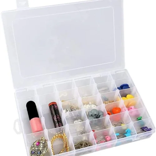 Rectangle 36 Grid Cells Plastic Multipurpose Jewelry Storage Box