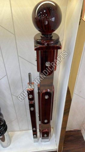 Stylish Stainless Steel Wooden Balcony Pillar