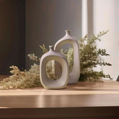 Ceramic Hollow Square Vase Set