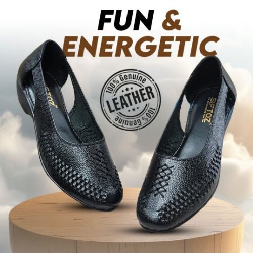 Ladies Black Woven Belly Shoes