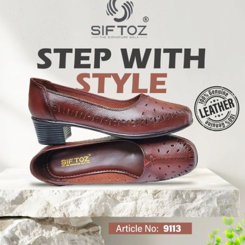 Ladies Dark Brown Textured Belly Shoes