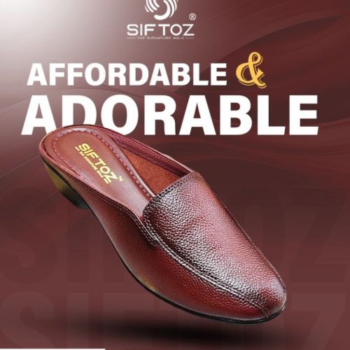 Ladies Maroon Textured Slip-On Shoes