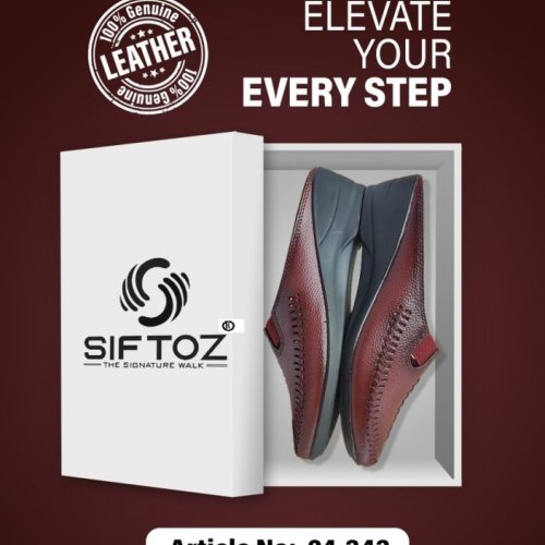 Mens Maroon Stitched Leather Loafer Shoes