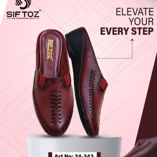 Mens Maroon Textured Slip-On Loafers