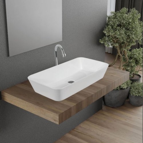 Rectangular White Ceramic Table Top Basin