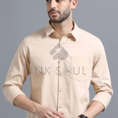 Mens Beige Cotton Shirts