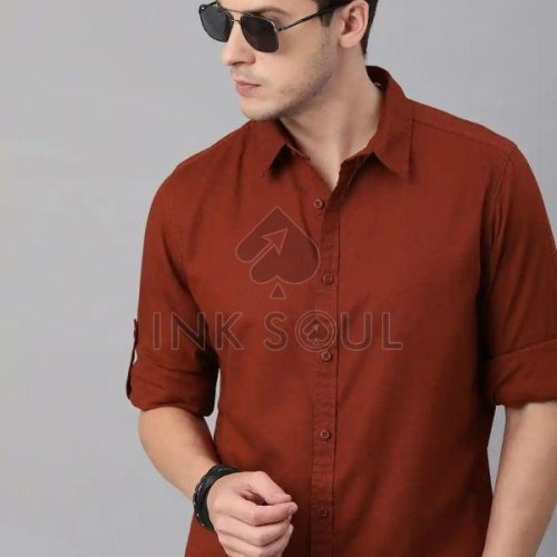 Mens Brown Cotton Shirts