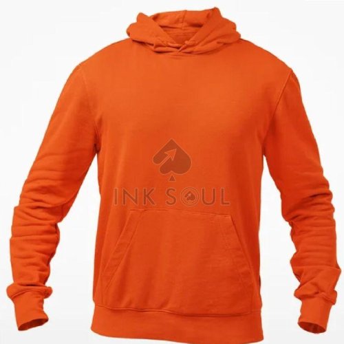Mens Orange Cotton Hoodies