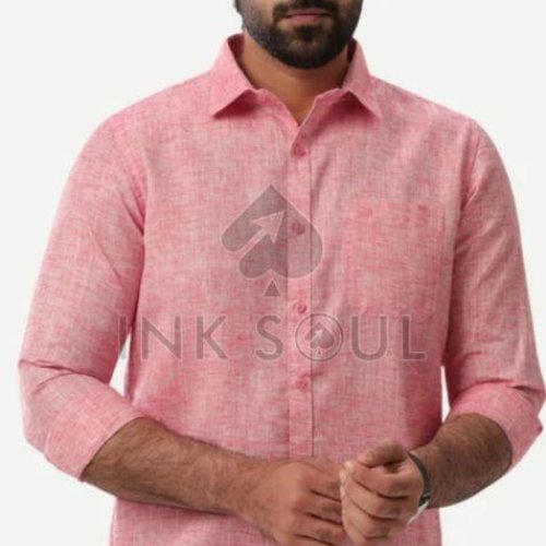 Mens Peach Cotton Shirts