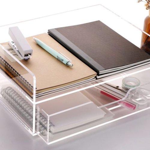 Transparent Rectangular Plastic Desk Organizer