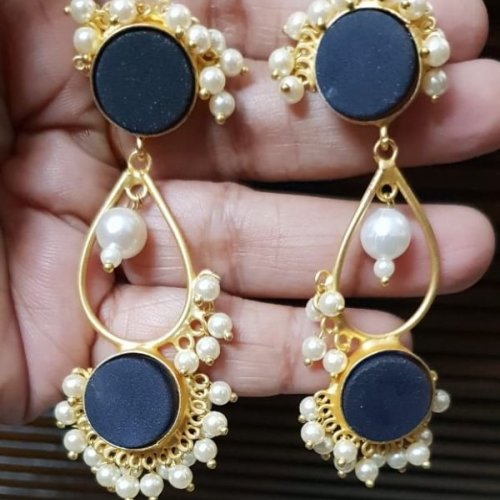 Ladies Blue Pearl Drop Earpiece