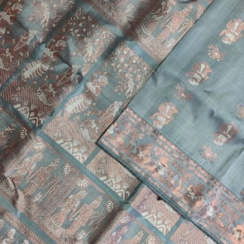 Ladies Copper Silver Banarasi Saree