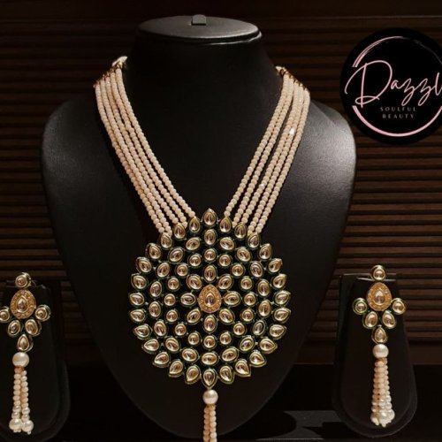 Ladies Green Pearl Pendant Jewelry Set