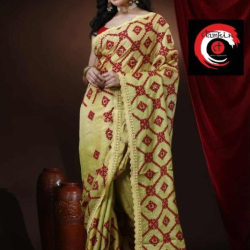 Ladies Gujarati Hand Embroidery Saree