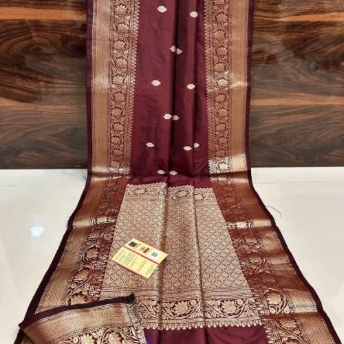 Ladies Maroon Zari Banarasi Saree