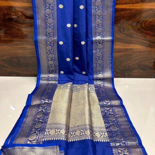 Ladies Royal Blue Zari Saree