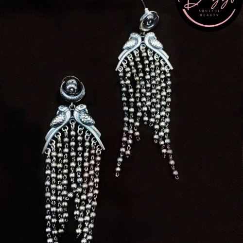 Ladies Silver Bird Fringe Earpiece