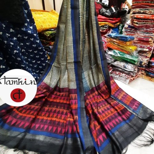 Ladies Stripe Triangle Tussar Silk Stole