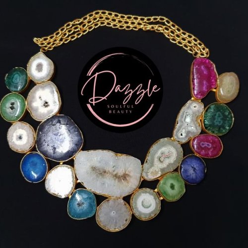 Ladies Vibrant Slice Panel Golden Necklace