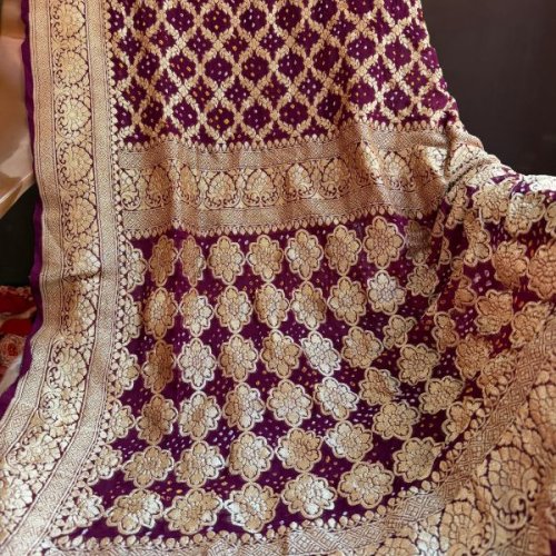 Ladies Zari Bandhani Georgette Saree