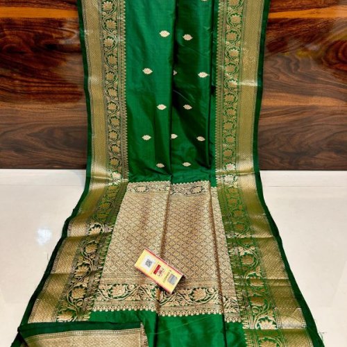 Womens Green Zari Banarasi Saree