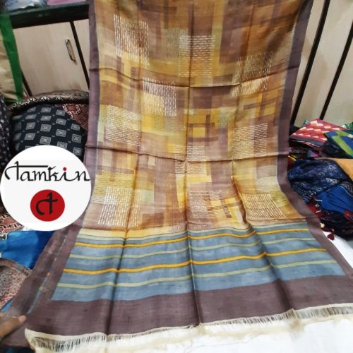 Womens Multicolor Patchwork Tussar Silk Stole