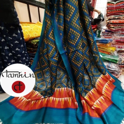 Womens Triangle Diamond Tussar Silk Stole