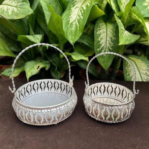 German Silver Round Basket