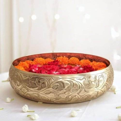 Golden Polished Round Metal Urli