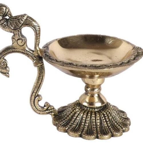 Pure Brass Diya with Peacock Handle